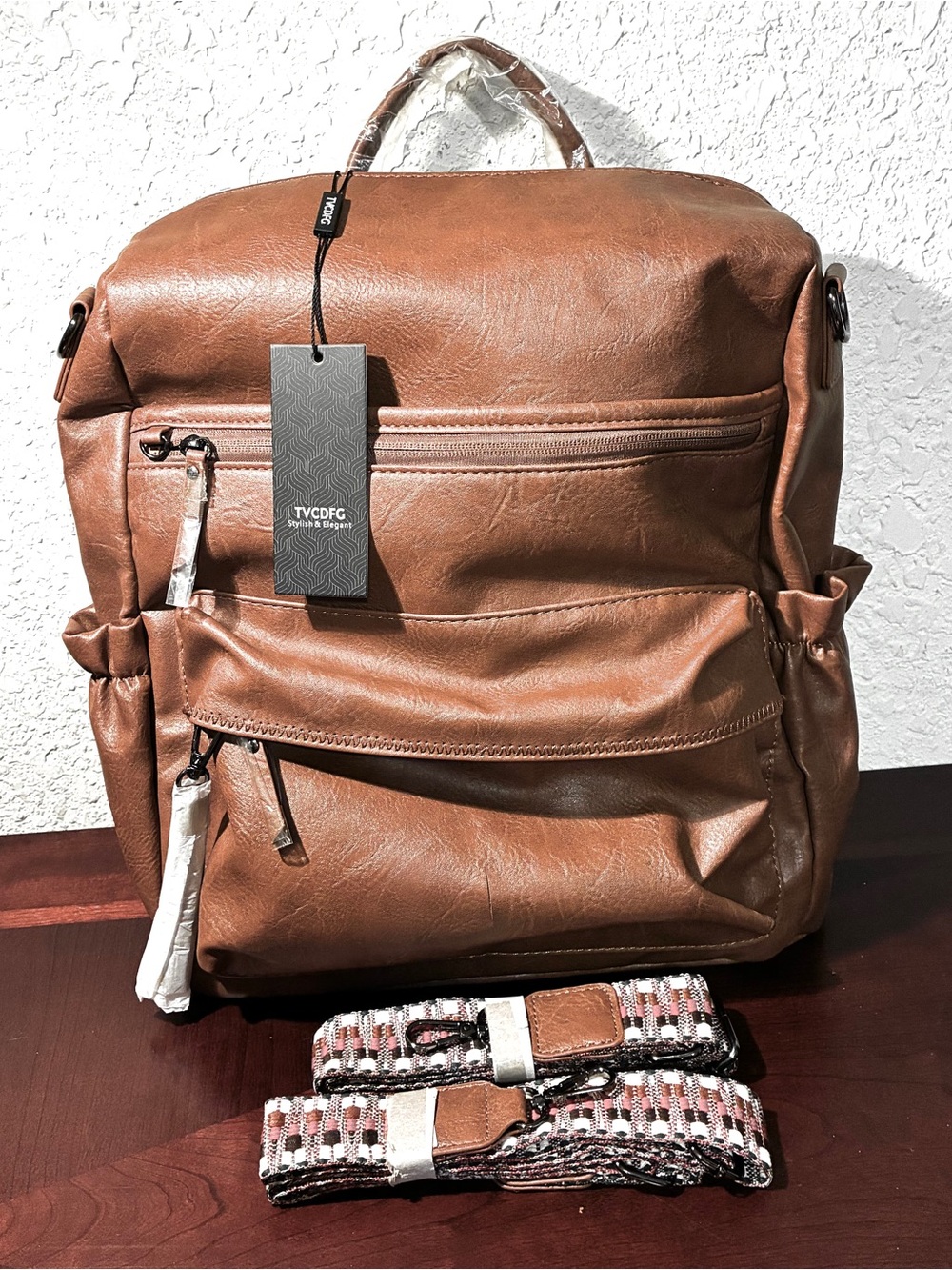 NWT Leather-Look Men's Backpack -